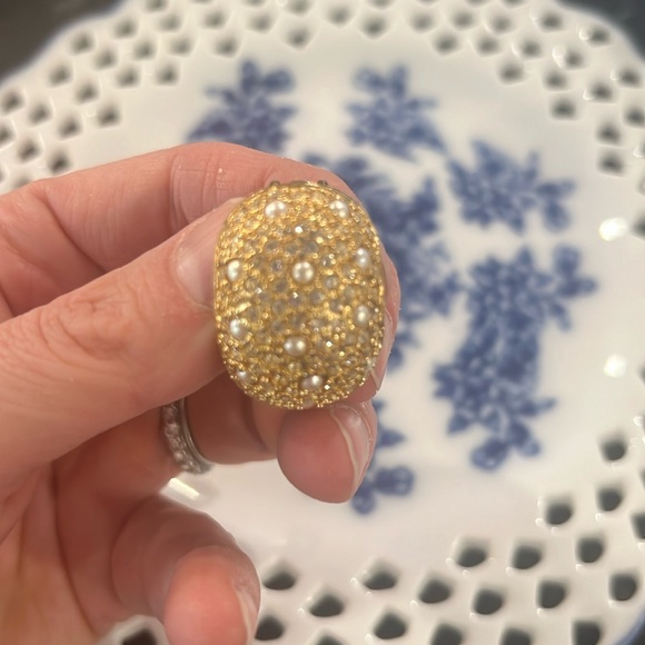 Christian Dior Vintage Rare Clip On Earrings with Custom Crystals and Pearls - Picture 3 of 5